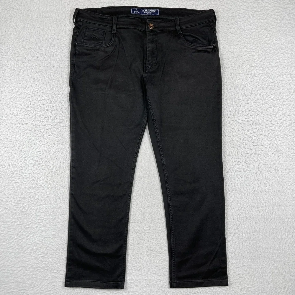 Parx Slim Tapered Jeans Mens 42x28 Black Cotton Stretch Casual Trousers Workwear